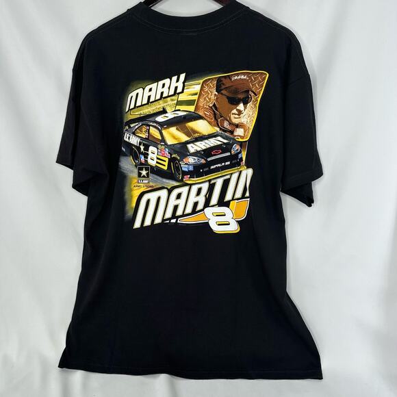 Mark Martin #8 Nascar T-Shirt Black US Army Car Checkered Flag Sports 2008 Large - Picture 3 of 8